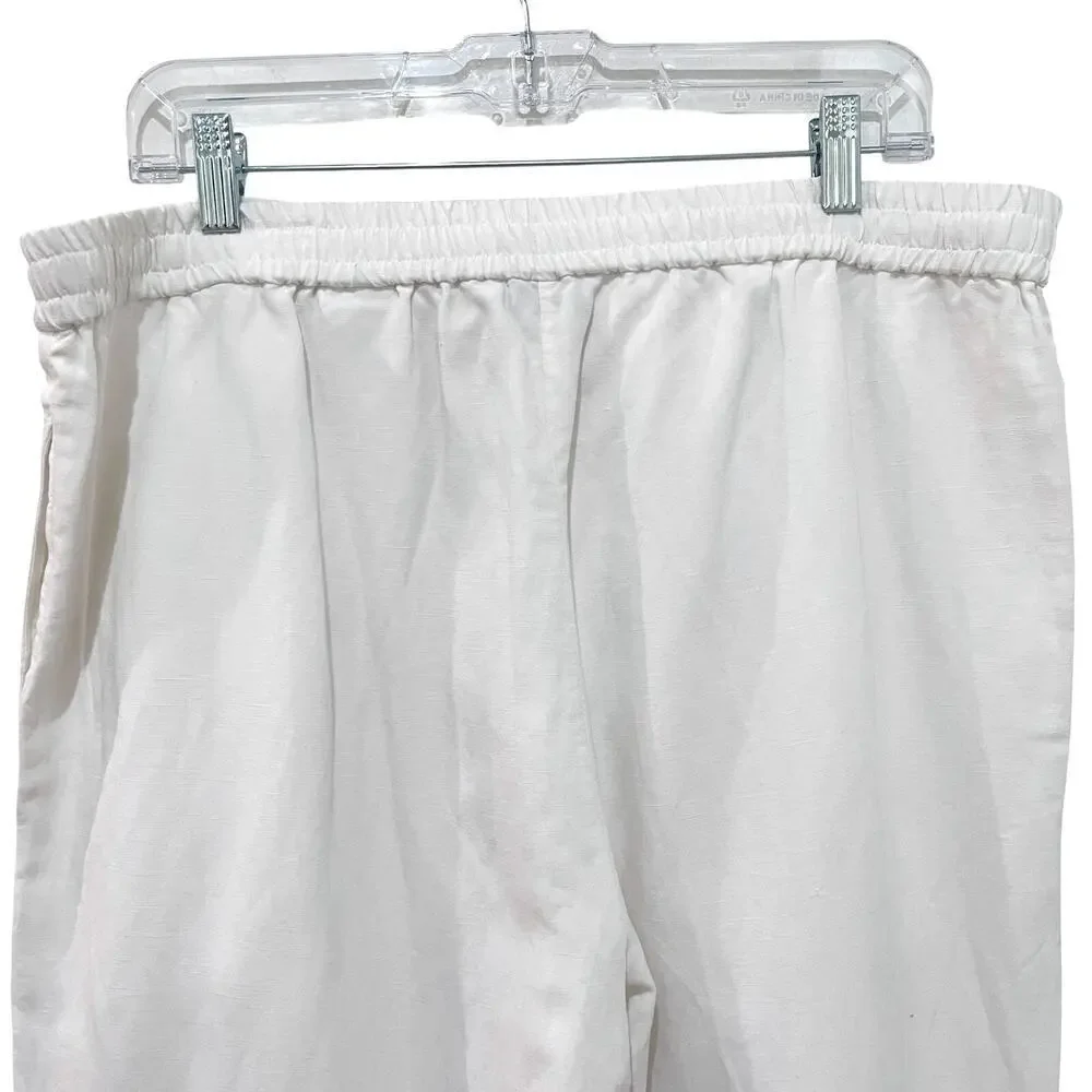 COS Embroidered Wide-Leg Pants Women Ivory with Silver SZ 14